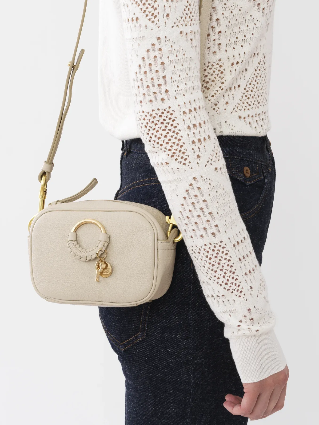 Sacs À Bandoulière-Chloé Pochette Pour Appareil Photo Hana Cement Beige