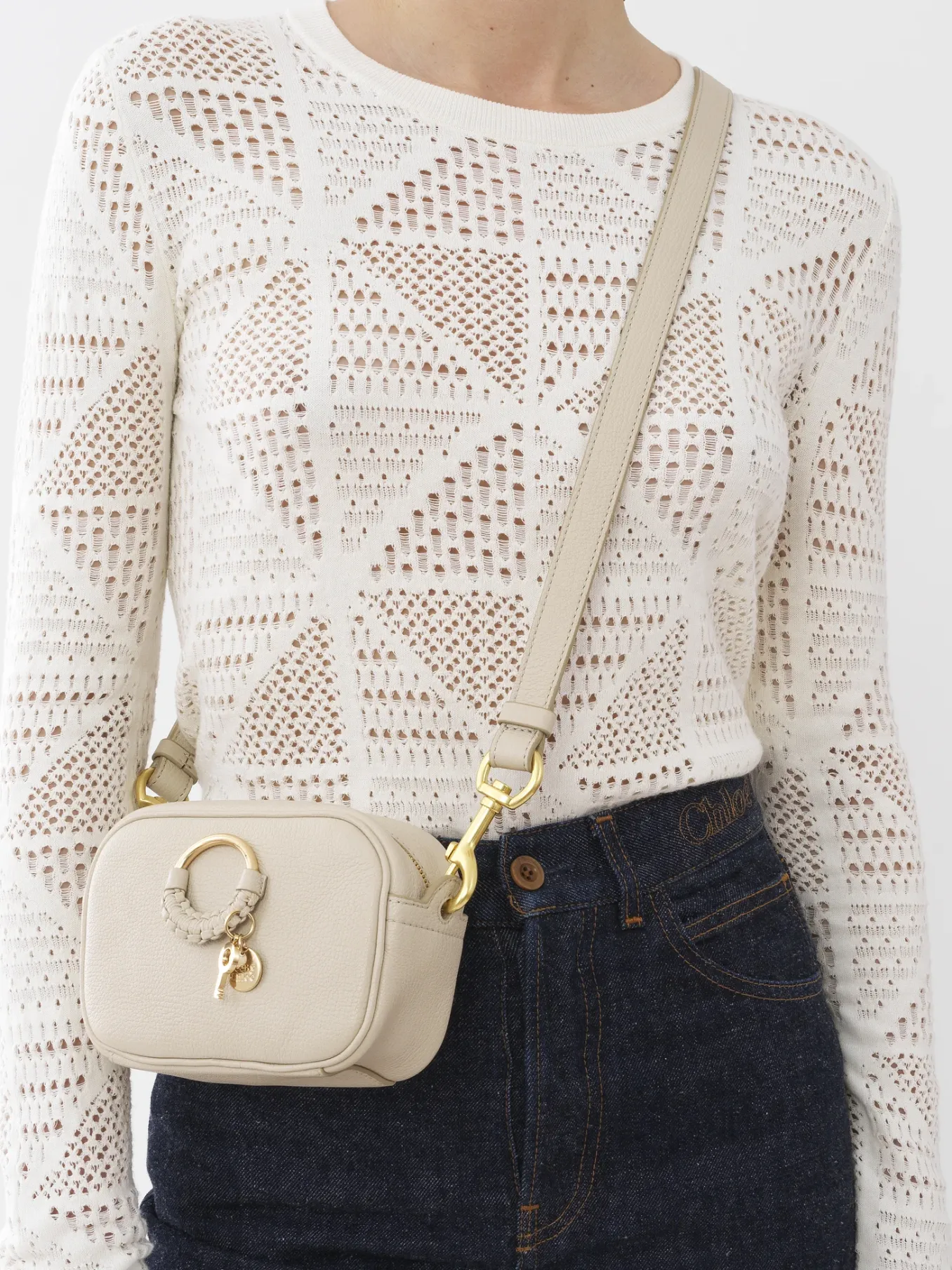 Sacs À Bandoulière-Chloé Pochette Pour Appareil Photo Hana Cement Beige