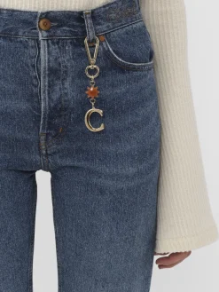 Porte-Cles Et Charms Pour Sac-Chloé Porte-Cles Alphabet Gold Color