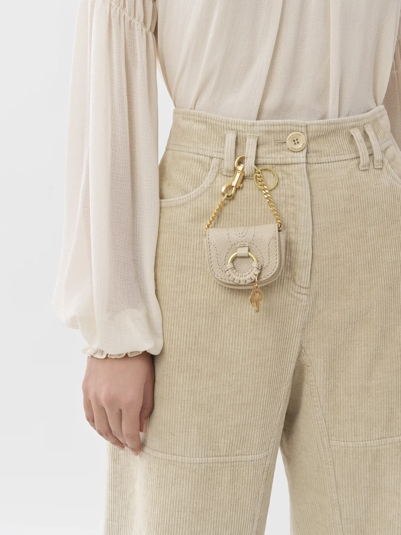 Porte-Cles Et Charms Pour Sac-Chloé Porte-Cles Hana Cement Beige