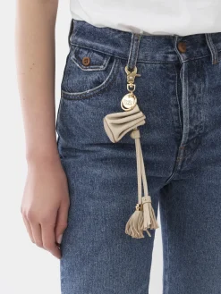 Porte-Cles Et Charms Pour Sac-Chloé Porte-Cles Sac Seau Nano Vicki Cement Beige