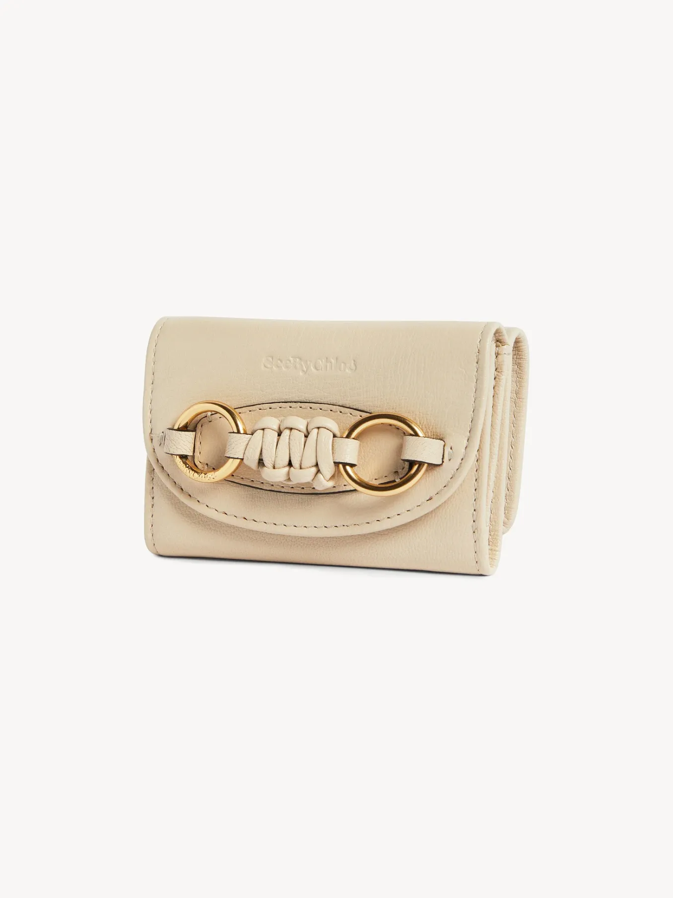Portefeuilles Compacts-Chloé Portefeuille A Trois Volets Saddie Cement Beige