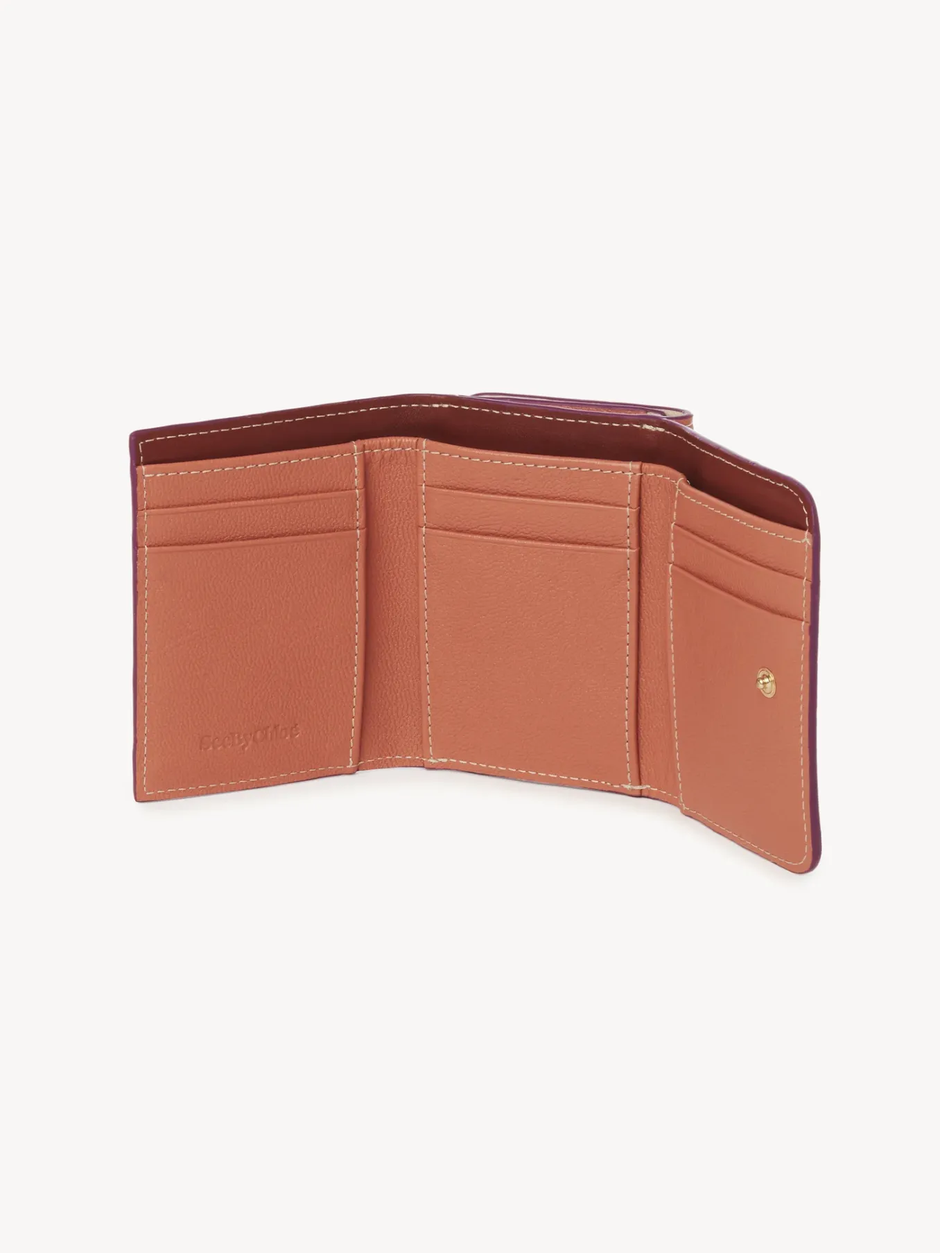 Portefeuilles Compacts-Chloé Portefeuille A Trois Volets Layers Cement Beige