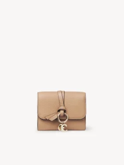 Portefeuilles Compacts-Chloé Portefeuille Compact A Trois Volets Alphabet Light Tan