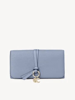 Portefeuilles Longs-Chloé Portefeuille Long A Rabat Alphabet Shady Cobalt