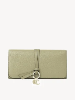 Portefeuilles Longs-Chloé Portefeuille Long A Rabat Alphabet Faded Green