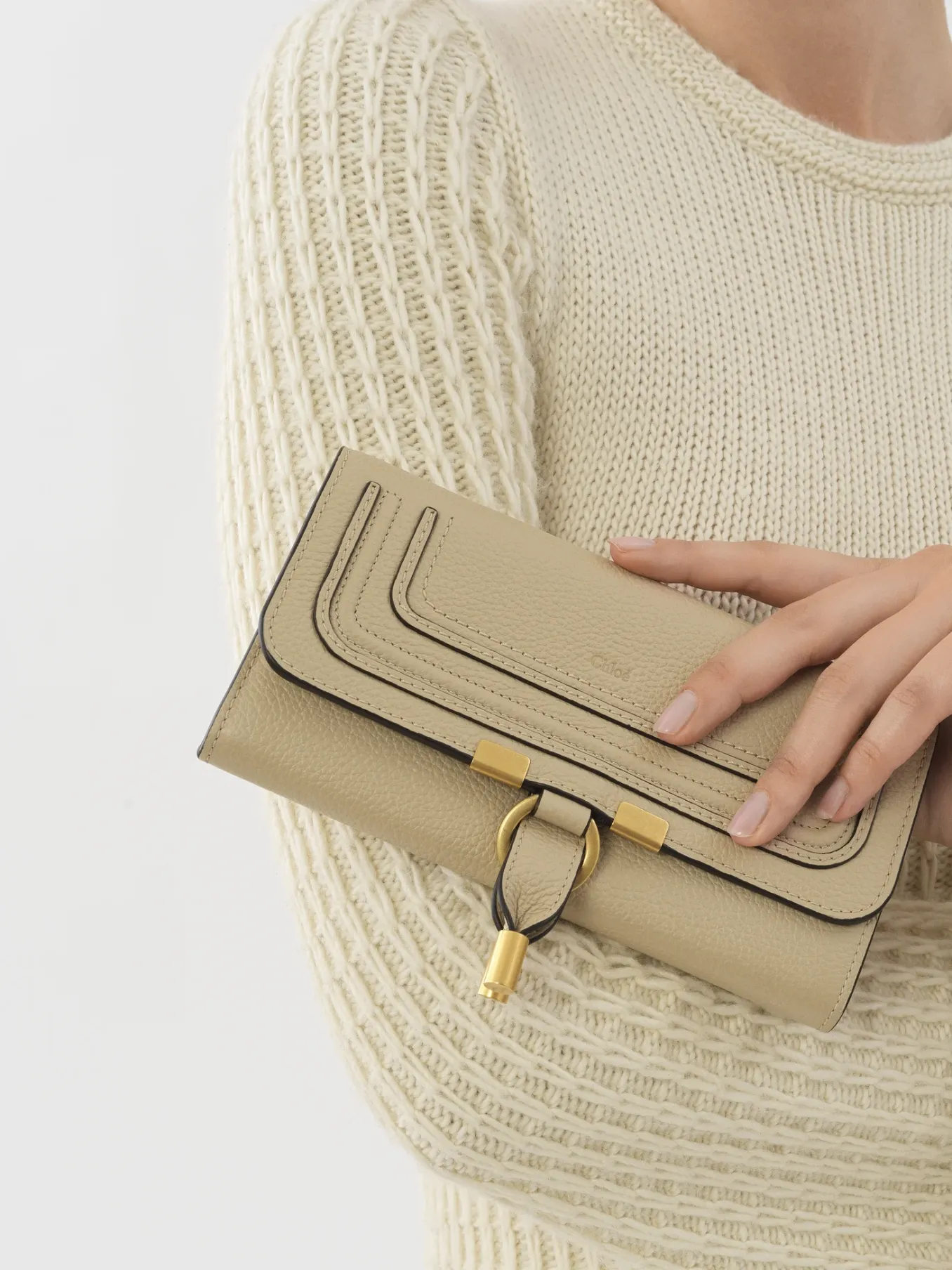 Portefeuilles Longs-Chloé Portefeuille Long A Rabat Marcie Root Beige