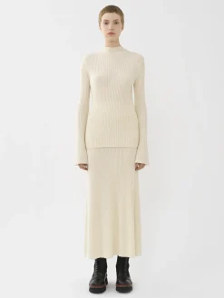Maille-Chloé Pull Col Montant Lovely White