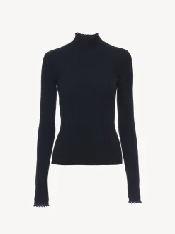 Maille-Chloé Pull Col Montant Iconic Navy