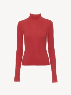 Maille-Chloé Pull Col Montant Pink Fizz