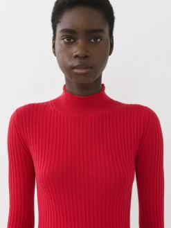 Maille-Chloé Pull Col Montant Pink Fizz