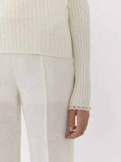 Maille-Chloé Pull Col Montant Iconic Milk