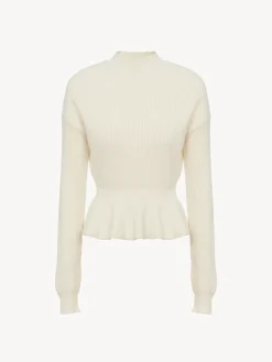 Maille-Chloé Pull Col Montant A Basque Iconic Milk