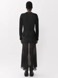 Maille-Chloé Pull Col Montant A Basque Noir
