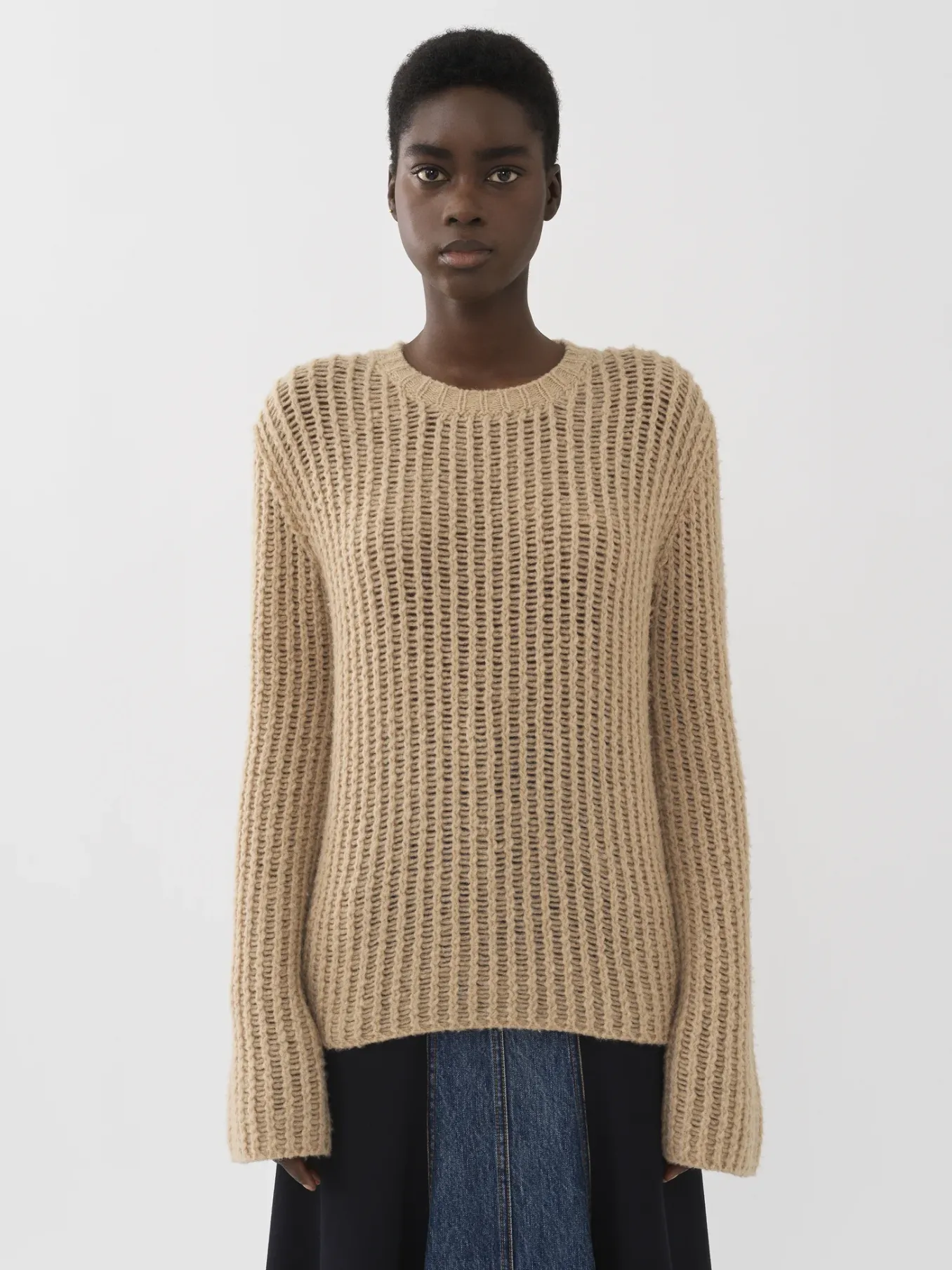 Maille-Chloé Pull Col Rond Desert Beige