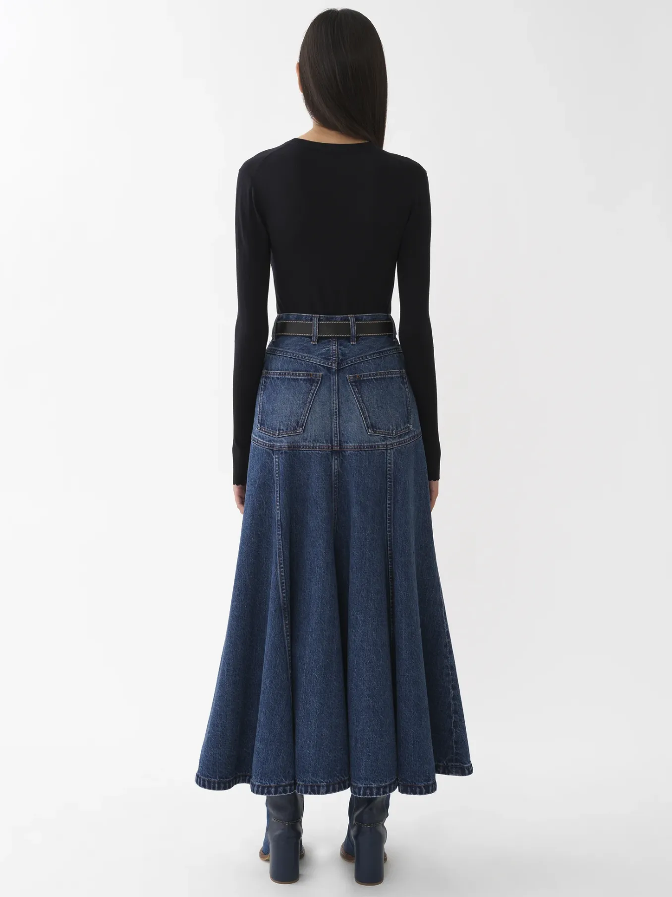 Maille-Chloé Pull Col Rond Royal Navy
