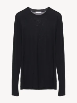 Maille-Chloé Pull Col Rond Royal Navy