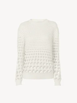 Maille-Chloé Pull Col Rond Blanc
