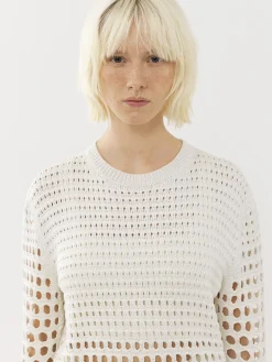 Maille-Chloé Pull Col Rond Blanc
