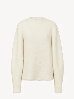 Maille-Chloé Pull Col Rond White Powder