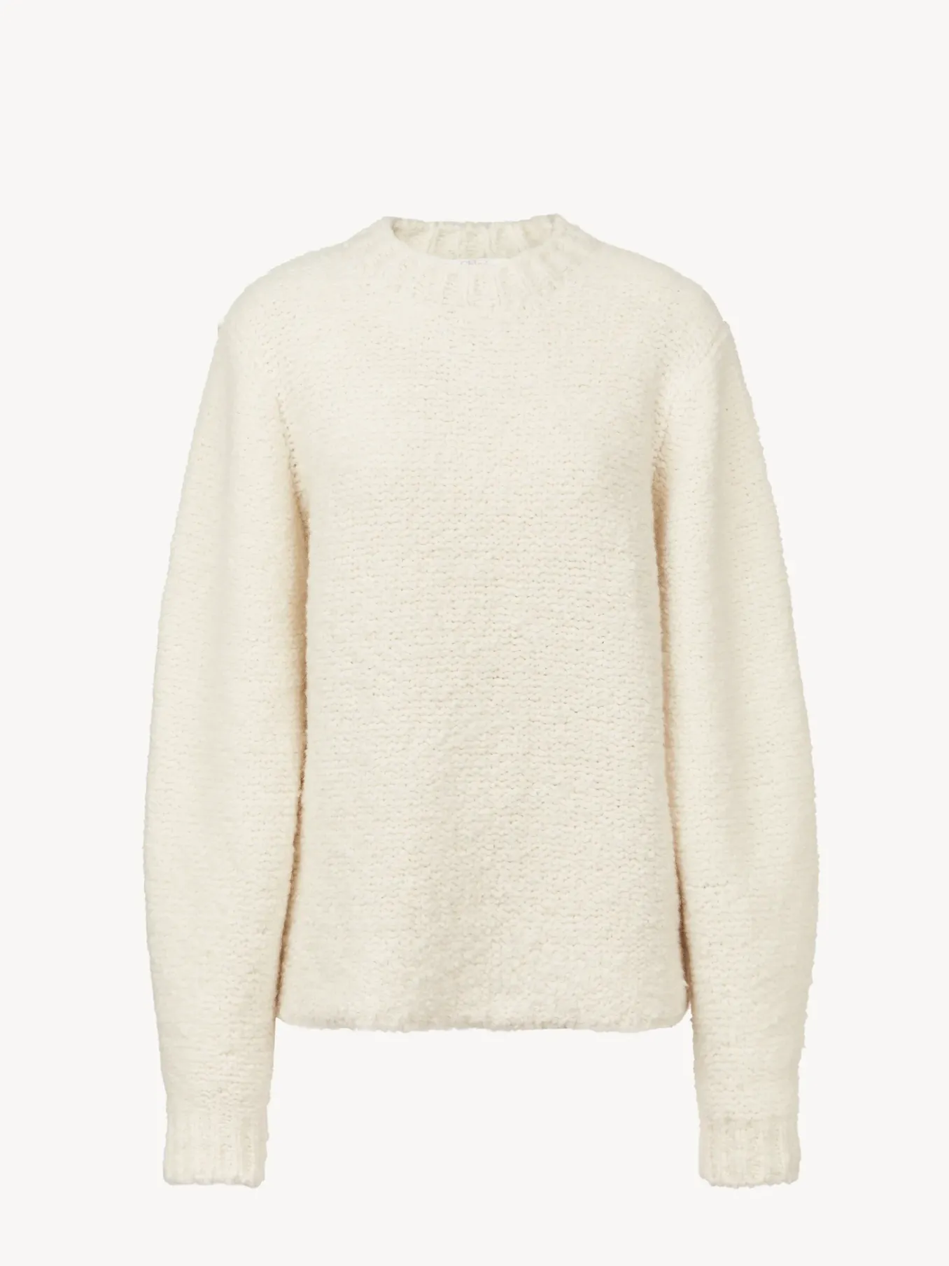 Maille-Chloé Pull Col Rond White Powder