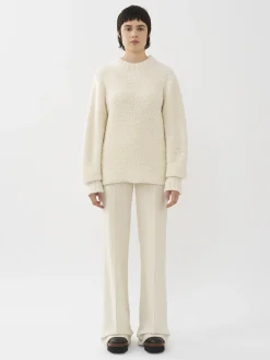 Maille-Chloé Pull Col Rond White Powder