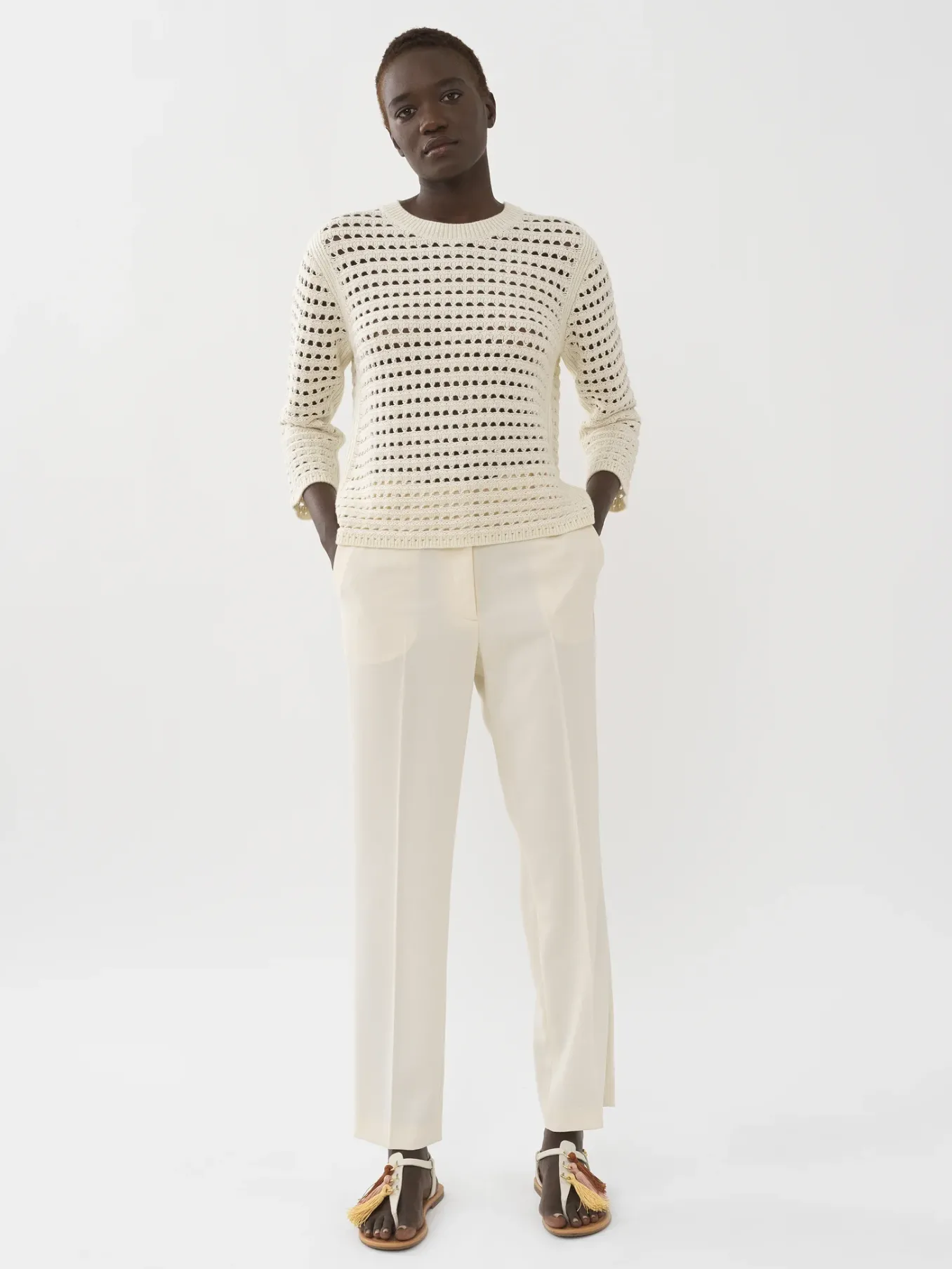 Vêtements-Chloé Pull Col Rond Blanc