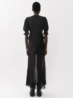 Maille-Chloé Pull Col Rond Court A Basque Noir