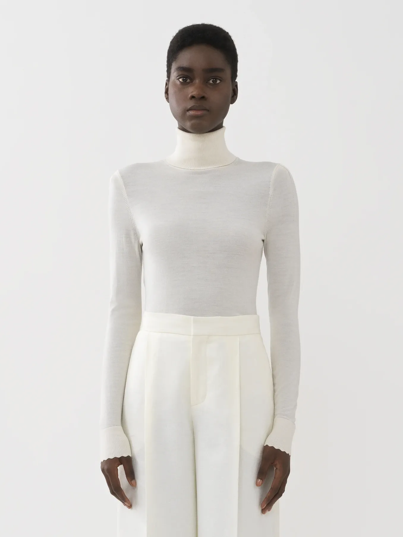 Maille-Chloé Pull Col Roule Iconic Milk