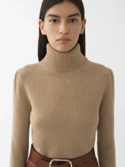 Maille-Chloé Pull Col Roule Pale Brown