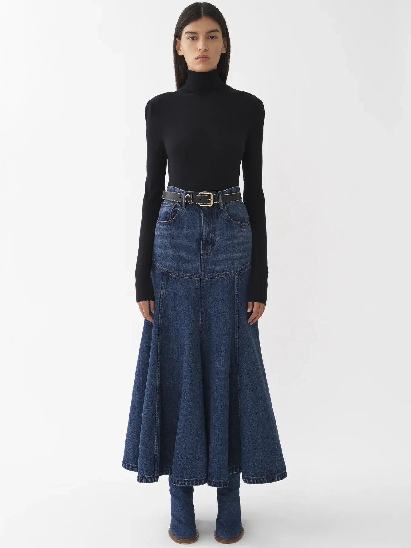 Maille-Chloé Pull Col Roule Royal Navy