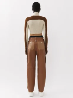 Maille-Chloé Pull Col Roule Ajuste Color Block Multicolor Brown 1