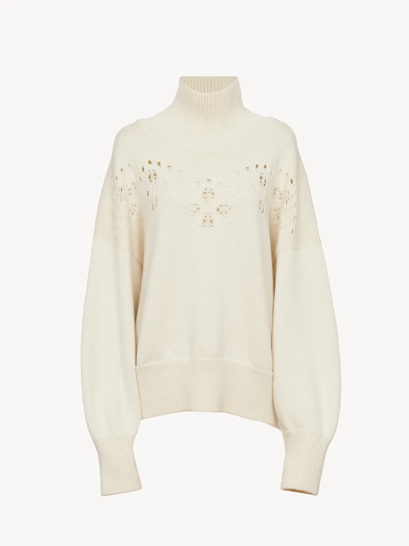 Maille-Chloé Pull Col Roule Ample Iconic Milk