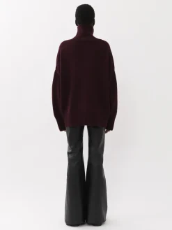 Maille-Chloé Pull Col Roule Ample Obscure Purple