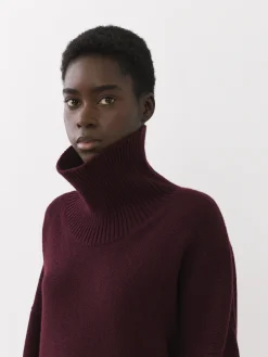 Maille-Chloé Pull Col Roule Ample Obscure Purple