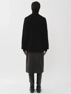 Maille-Chloé Pull Col Roule Oversize Noir