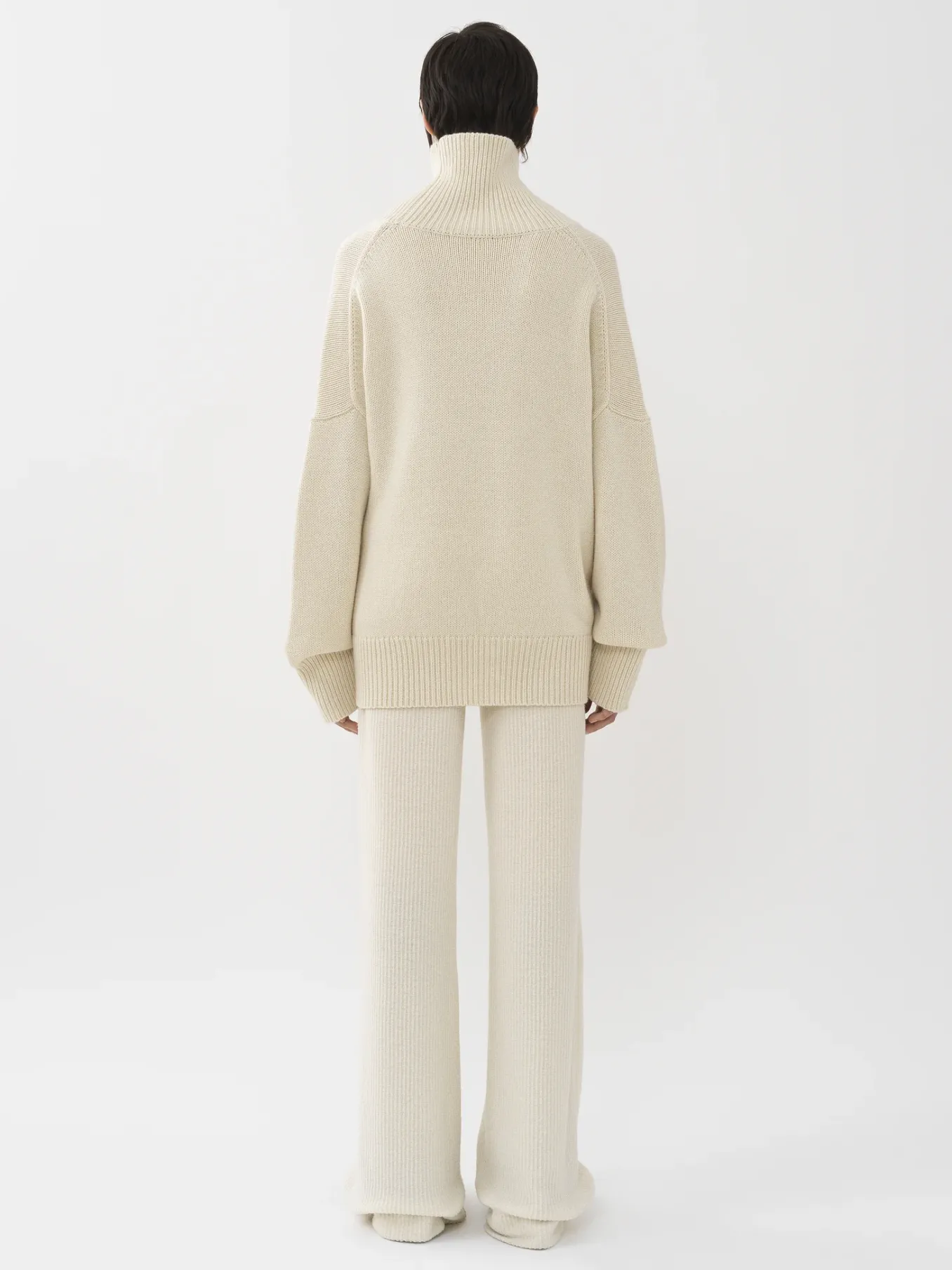 Maille-Chloé Pull Col Roule Oversize White Powder