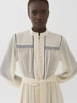 Vêtements-Chloé Robe A Smocks Antique White