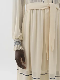 Vêtements-Chloé Robe A Smocks Antique White