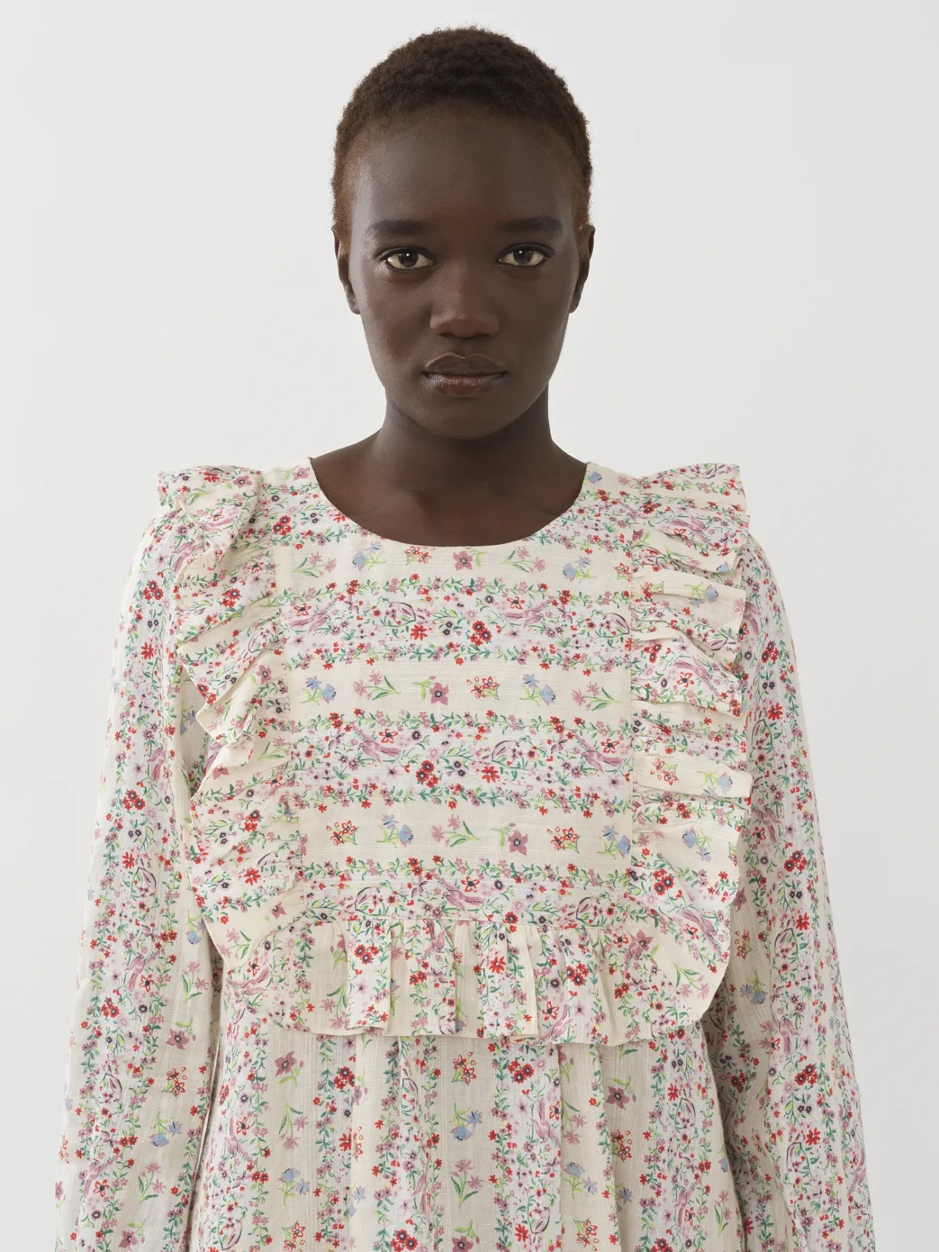 Vêtements-Chloé Robe Babydoll Volantee Multicolor White 2