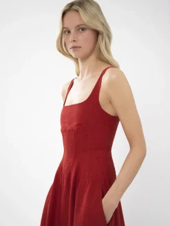 Robes-Chloé Robe Bain De Soleil Midi Peppery Red