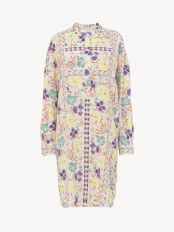 Vêtements-Chloé Robe Chemise Col Mao Multicolor White 1