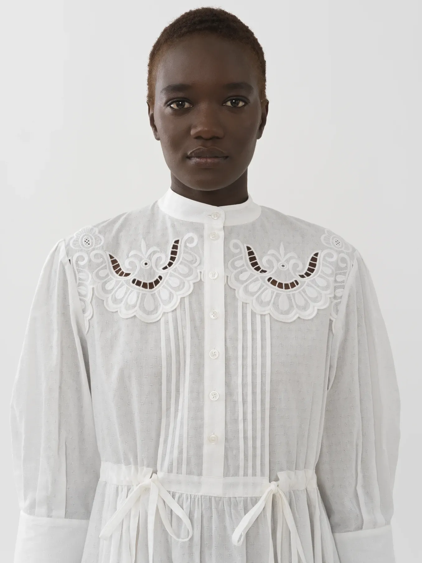 Vêtements-Chloé Robe Chemise Col-Trompe L'Oeil Whisper White
