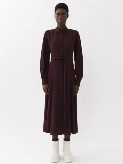Robes-Chloé Robe Chemise Midi Ceinturee Obscure Purple