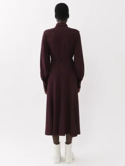 Robes-Chloé Robe Chemise Midi Ceinturee Obscure Purple