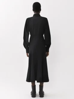 Robes-Chloé Robe Chemise Midi Ceinturee Noir