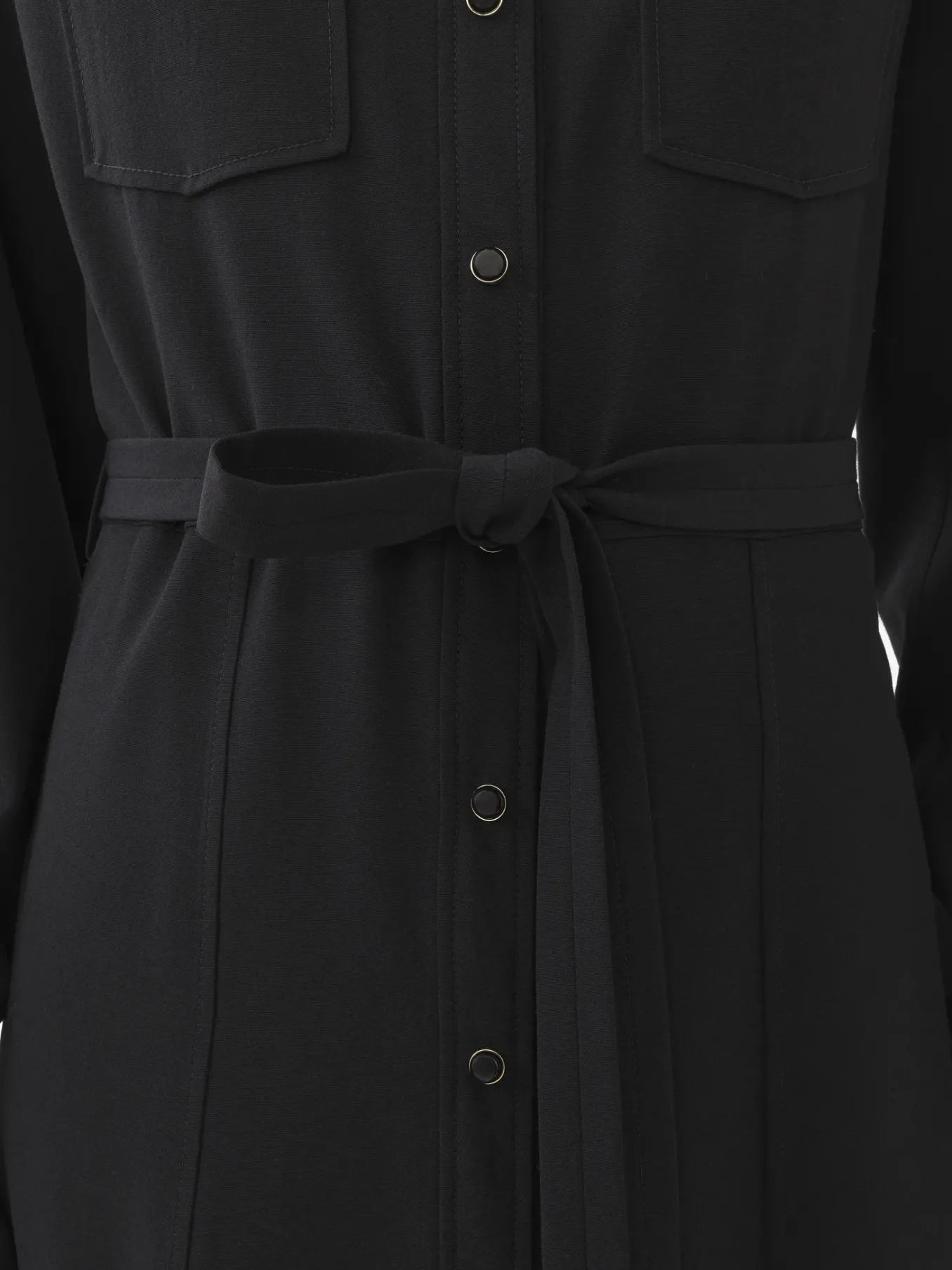 Robes-Chloé Robe Chemise Midi Ceinturee Noir