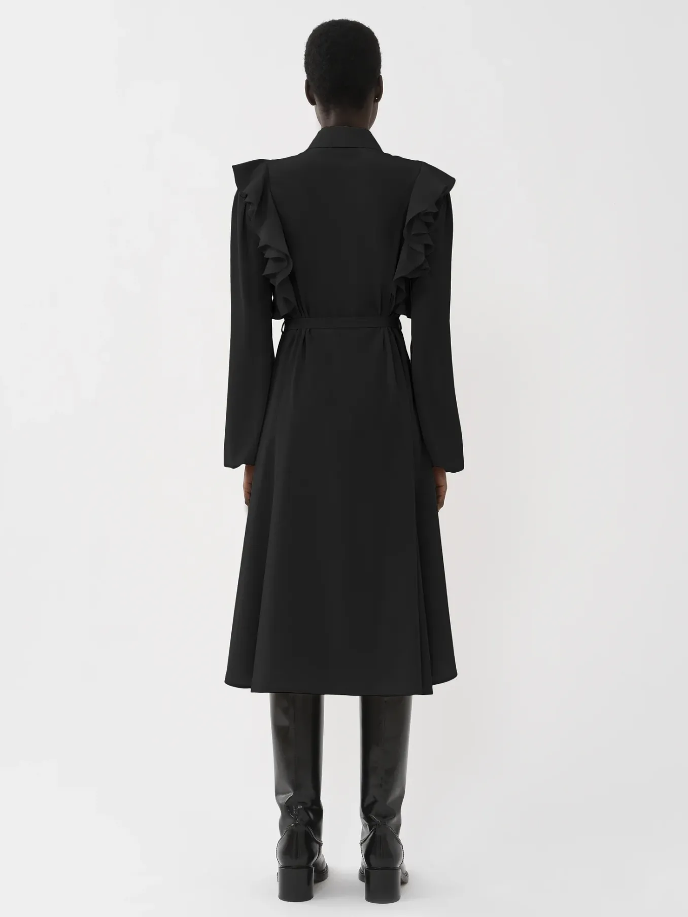 Robes-Chloé Robe Chemise Volantee Noir