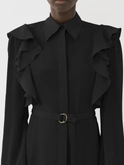 Robes-Chloé Robe Chemise Volantee Noir