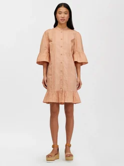 Vêtements-Chloé Robe Chemise Volantee Dusty Coral